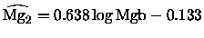 ${\widehat{{ {\rm Mg}_2}}}= 0.638 \log {\rm Mgb} - 0.133$