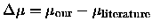 $\Delta \mu = \mu_{\rm our} - \mu_{\rm literature}$