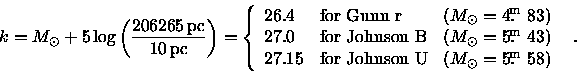 \begin{displaymath}k = M_\odot + 5 \log \left(\frac{206265\,{\rm pc}}{10\,{\rm p...
...=5\hbox{$.\!\!^{\rm m}$ }58) \\
\end{array}\right.
\enspace .
\end{displaymath}