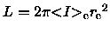 $L = 2 \pi {< \hspace{-3pt} I \hspace{-3pt}>_{\rm e}}{r_{\rm e}}^2$