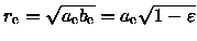 ${r_{\rm e}}= \sqrt{a_{\rm e} b_{\rm e}} = a_{\rm e} \sqrt{1-\varepsilon}$