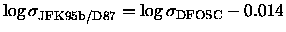 $\log \sigma_{\rm JFK95b/D87} = \log \sigma_{\rm DFOSC} - 0.014$