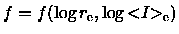 $f = f({\log{r_{\rm e}}},{\log{< \hspace{-3pt} I \hspace{-3pt}>_{\rm e}}})$