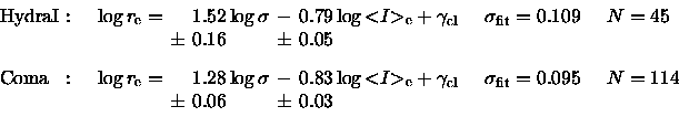 \begin{displaymath}\arraycolsep=2pt %
\begin{array}{lllllllll}
{\rm HydraI} & : ...
... & N=114 \\
& & & \pm & 0.06 & \pm & 0.03 & & \\
\end{array}\end{displaymath}