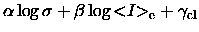 $\displaystyle \alpha \log\sigma + \beta \log{< \hspace{-3pt} I \hspace{-3pt}>_{\rm e}}+ {\gamma_{\rm cl}}$