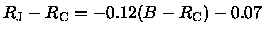 $R_{\rm J} - R_{\rm C} = -0.12 (B - R_{\rm C}) -0.07$