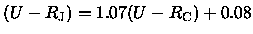 $(U - R_{\rm J}) = 1.07 (U - R_{\rm C}) + 0.08$