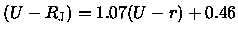 $(U - R_{\rm J}) = 1.07 (U - r) + 0.46$