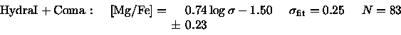 \begin{displaymath}\arraycolsep=2pt %
\begin{array}{lllllll}
{\rm HydraI+Coma} &...
...t}}=0.25 \quad & N=83 \\
& & & \pm & 0.23 & & \\
\end{array}\end{displaymath}