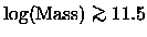 ${\log({\rm Mass})}\mathrel{\mathchoice {\vcenter{\offinterlineskip\halign{\hfil...
...offinterlineskip\halign{\hfil$\scriptscriptstyle ...