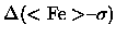 ${\Delta({ <{\rm Fe}>}\mbox{--}\sigma)}$