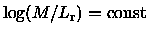 ${\log(M/L_{\rm r})}= {\rm const}$